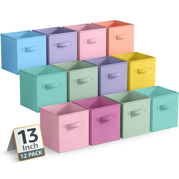 sorbus 13" Large Cube Storage Bins 12 Pack Multicolored Set
