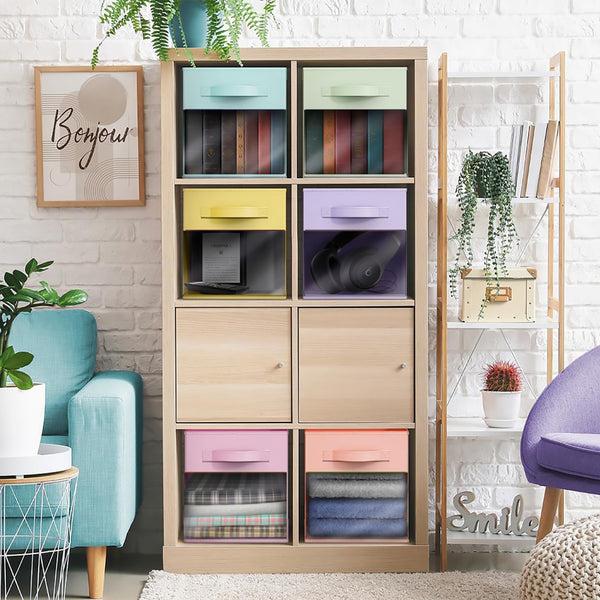 Sorbus 13" Large Cube Storage Bins With Window (6 Pack Pastel)