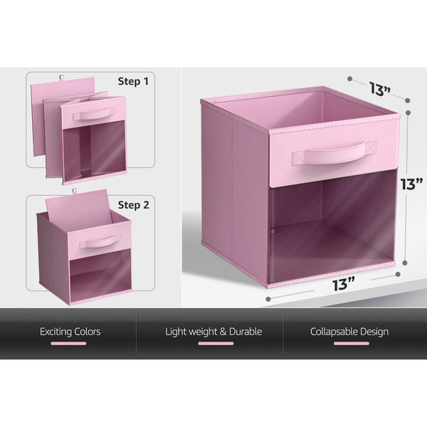 Sorbus 13" Large Cube Storage Bins With Window (6 Pack Pastel)
