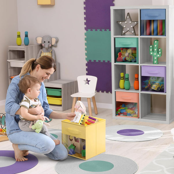 Sorbus 13" Large Cube Storage Bins With Window (6 Pack Pastel)