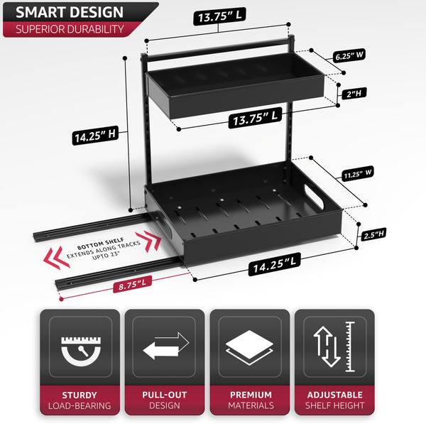 Sorbus 2-Tier Pull Out Under Sink Organizer With Sliding Tracks