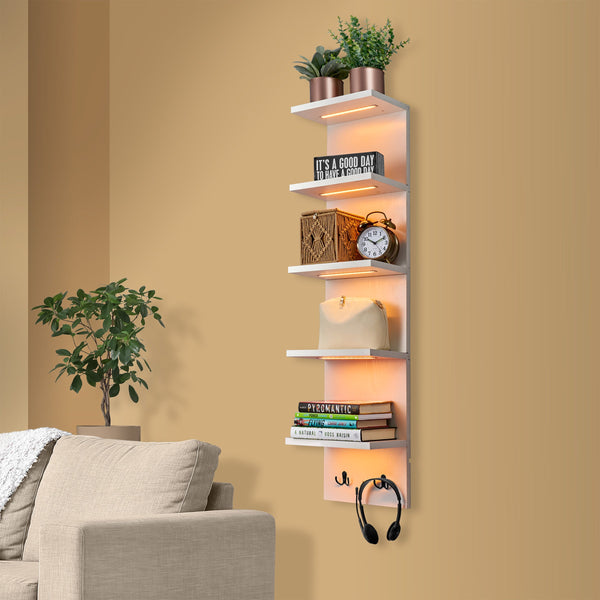 Sorbus 5 Tier Vertical Wall Shelf Unit With LED Lights
