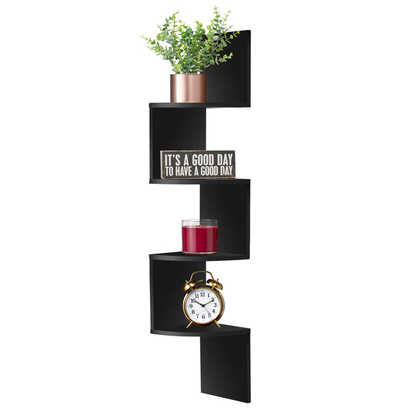 Sorbus 5-Tier Zig Zag Geometric Corner Wall Book Shelf Unit