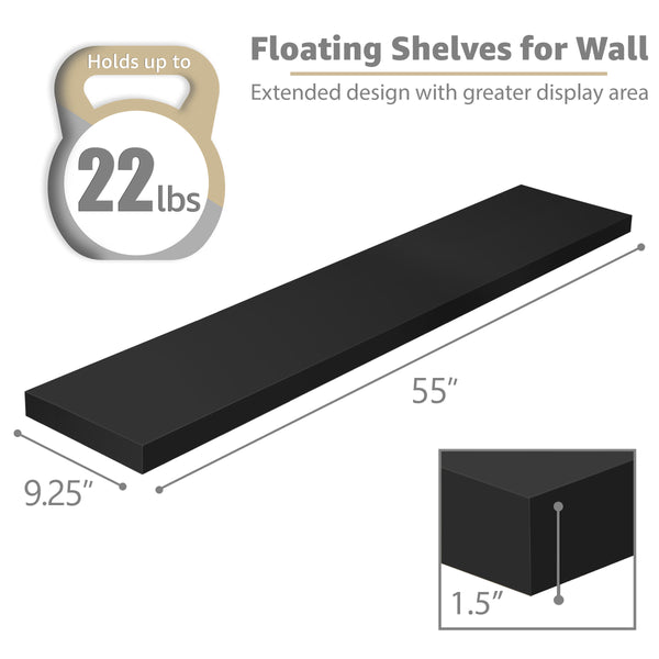 Sorbus 55-Inch Extra Long Floating Shelves (Set Of 3)