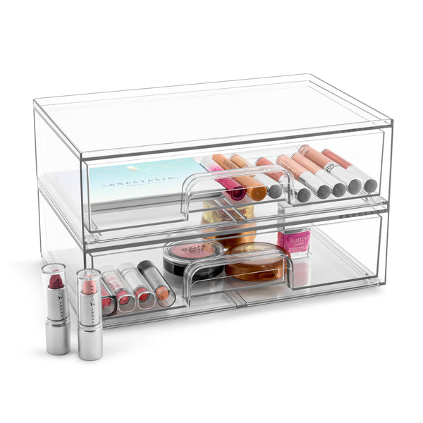 Sorbus Acrylic Organizer Storage Drawers (2 Flat Drawer)