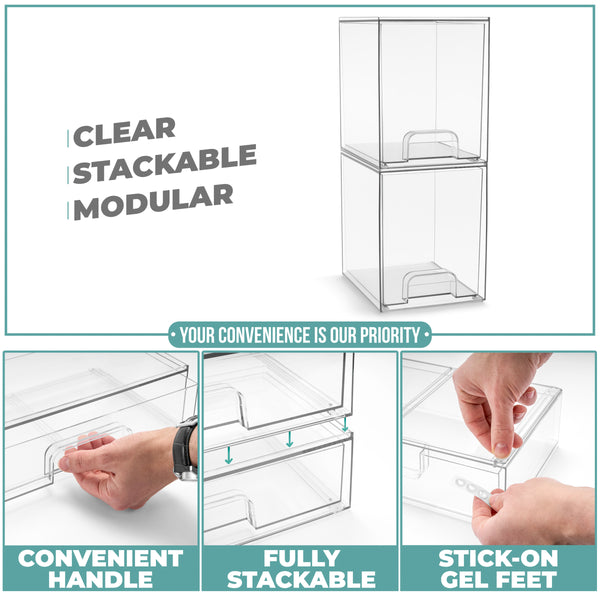 Sorbus Acrylic Organizer Storage Drawers (2 Tall Drawer)