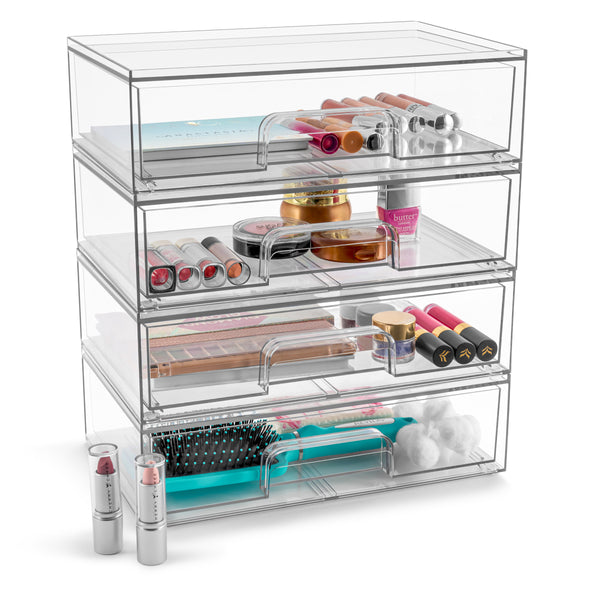 Sorbus Acrylic Organizer Storage Drawers (4 Flat Drawer)