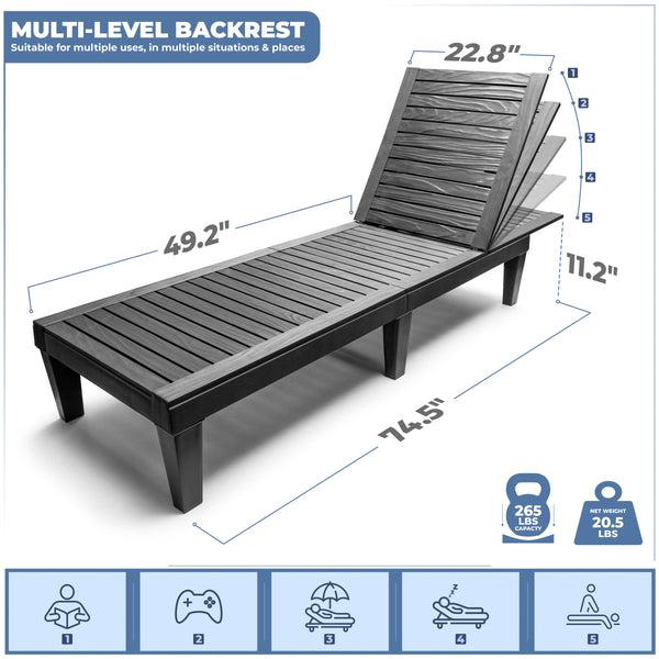 Sorbus Adjustable Folding Outdoor Chaise Lounge Chair