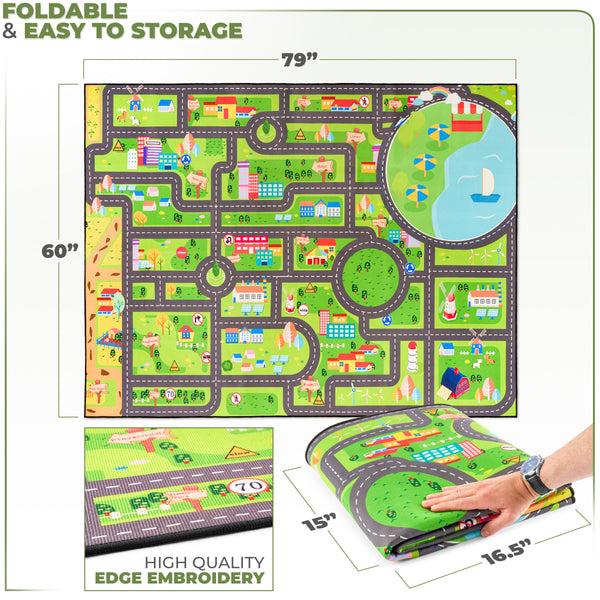 Sorbus City Streets Car Road Map Kids Play Mat (L XL)