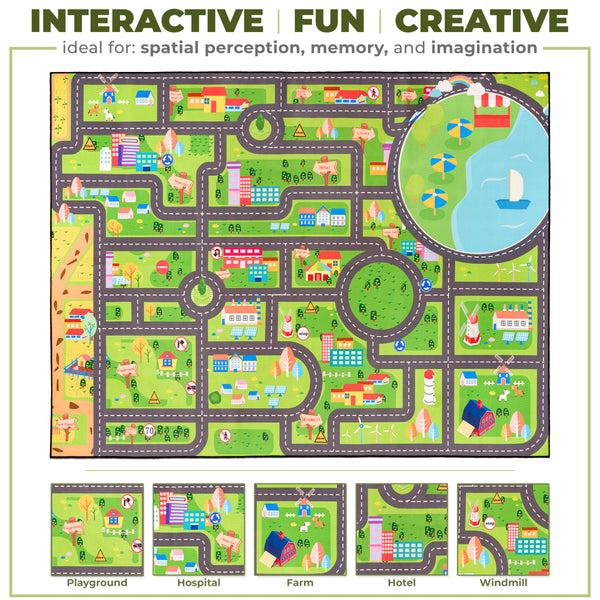 Sorbus City Streets Car Road Map Kids Play Mat (L XL)