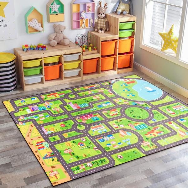 sorbus City Streets Car Road Map Kids Play Mat (L XL)