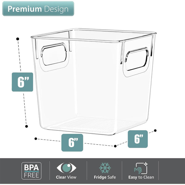 Sorbus Clear Plastic Storage Bins With Handles (4 Pack)
