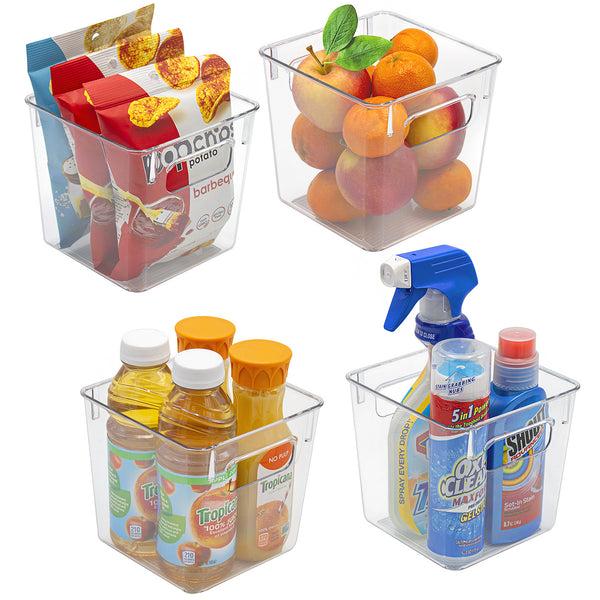 sorbus Clear Plastic Storage Bins with Handles (4 Pack)