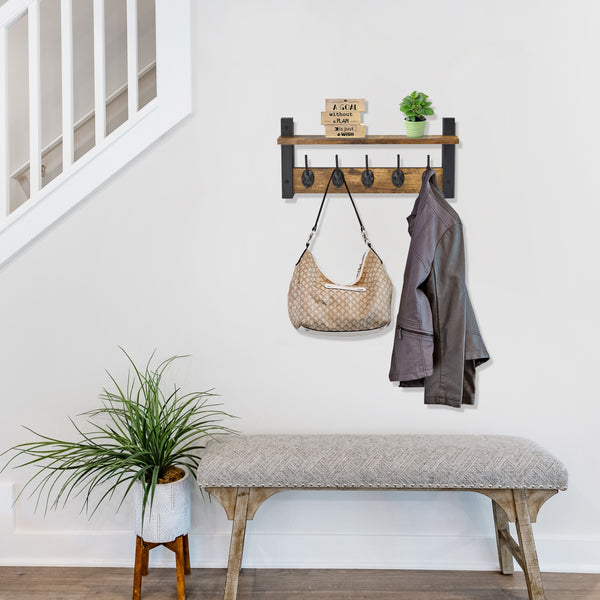 Sorbus Coat Hooks Wall Mount Floating Shelf (Large & XL)