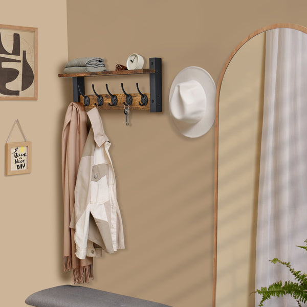 Sorbus Coat Hooks Wall Mount Floating Shelf (Large & XL)