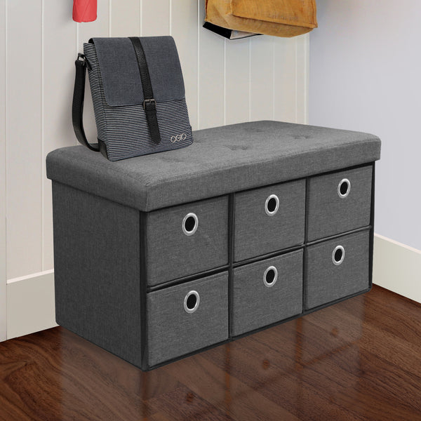 Sorbus Collapsible Storage Bench Chest With Drawers