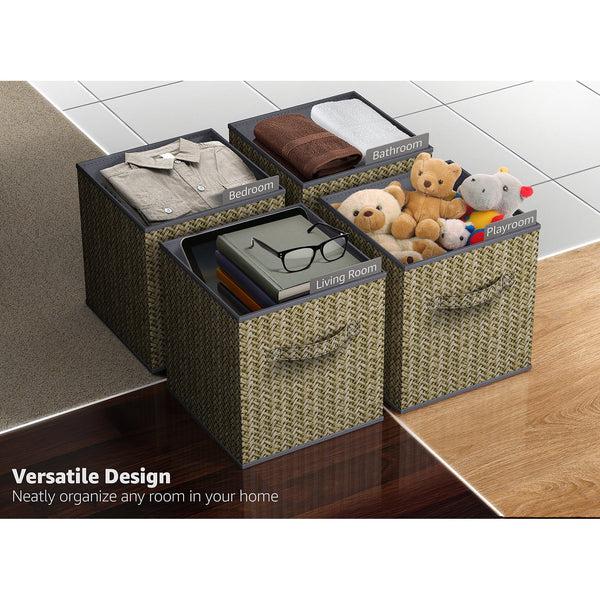 Sorbus Cube Fabric Storage 11" Bin (4 Pack Woven Print)