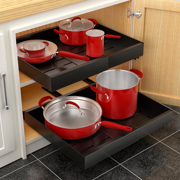Sorbus Extendable Pull-Out Storage Rack With Sliding Tracks Set Of 2