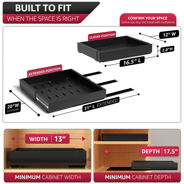 Sorbus Extendable Pull-Out Storage Rack With Sliding Tracks Set Of 2
