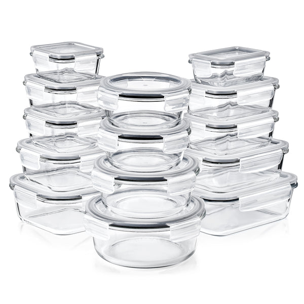 Sorbus Glass Food Storage Airtight Containers With Lids (28 Pcs)
