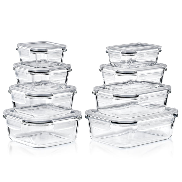 Sorbus Glass Food Storage Containers With Lids (16 Pcs)