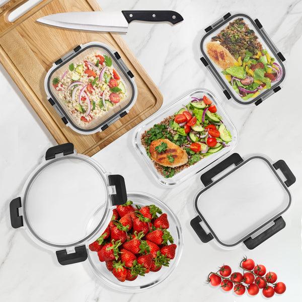 Sorbus Glass Meal Prep Containers Airtight Lids Mix Shape (Set Of 8)