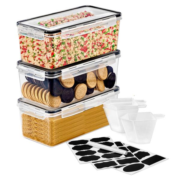 Sorbus Long Rectangular Airtight Food Storage Containers With Lids (3 Pack)