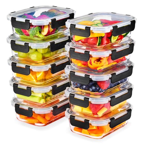 sorbus Rectangular Glass Meal Prep Containers Airtight Lids (Set of 10)