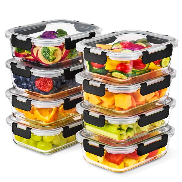 sorbus Rectangular Glass Meal Prep Containers Airtight (Set of 8)
