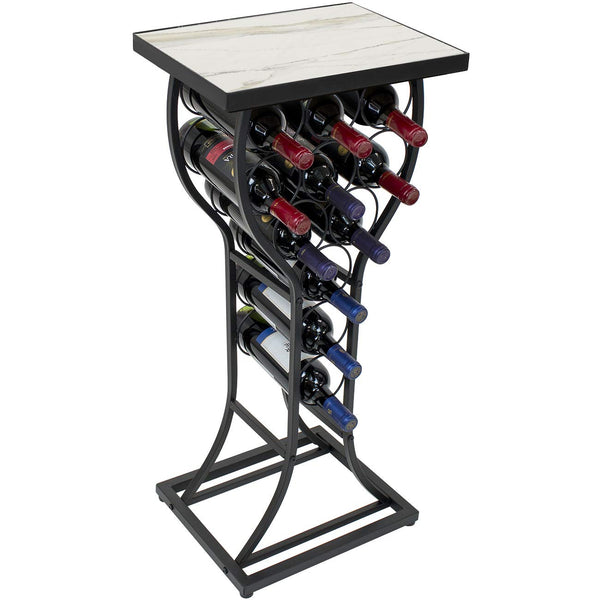 Sorbus 11 Bottle Marble Wine Rack Table
