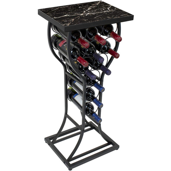 sorbus 11 Bottle Marble Wine Rack Table