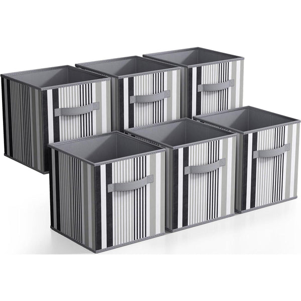 Sorbus 11" Cube Storage Bins (6 Pack Lines Print)