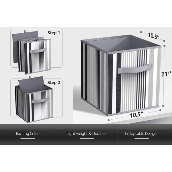 Sorbus 11" Cube Storage Bins (6 Pack Lines Print)