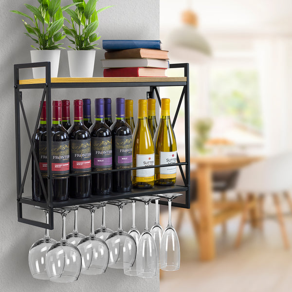 Sorbus 12 Bottle Wine Bottle Stemware Shelf (2 Tier)
