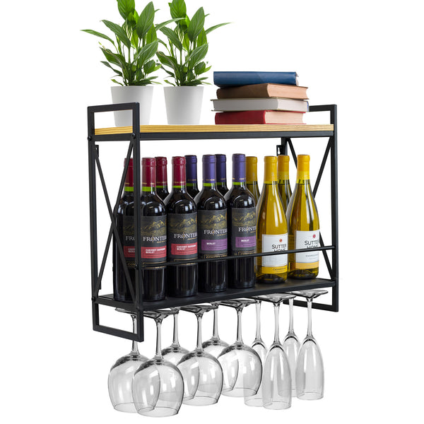 sorbus 12 Bottle Wine Bottle Stemware Shelf (2 Tier)