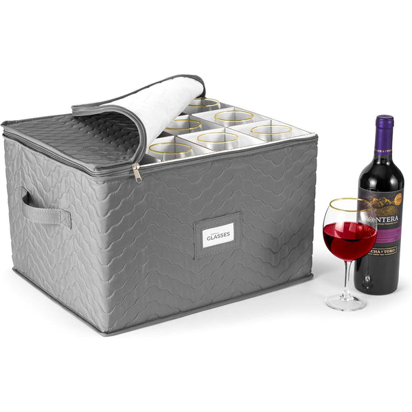 Sorbus 12 Glass Stemware Storage Quilted Case