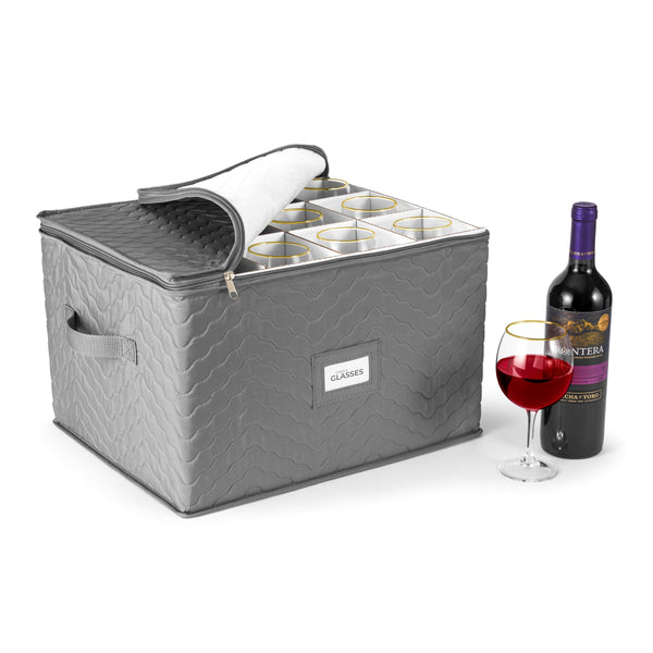Sorbus 12 Glass Stemware Storage Quilted Case
