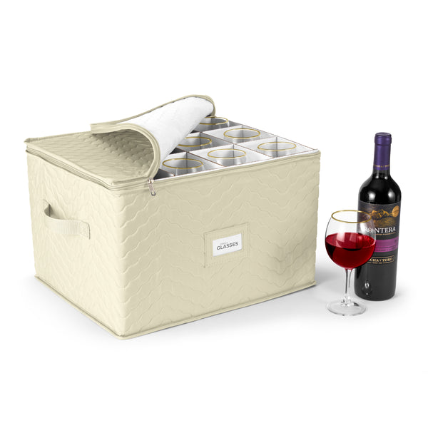 sorbus 12 Glass Stemware Storage Quilted Case
