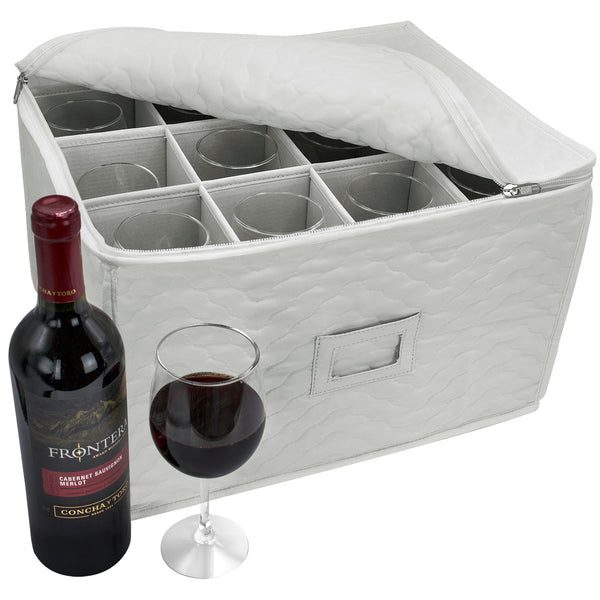 sorbus 12 Glass Stemware Storage Quilted Case