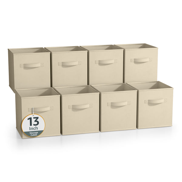 sorbus 13" Large Cube Storage Bin ( 8 Pack Neutral)