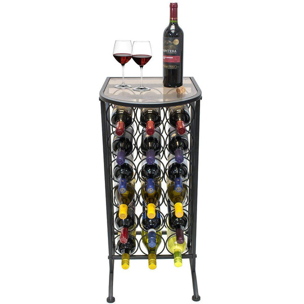 Sorbus 18 Bottle Wine Stand (Glass Top)