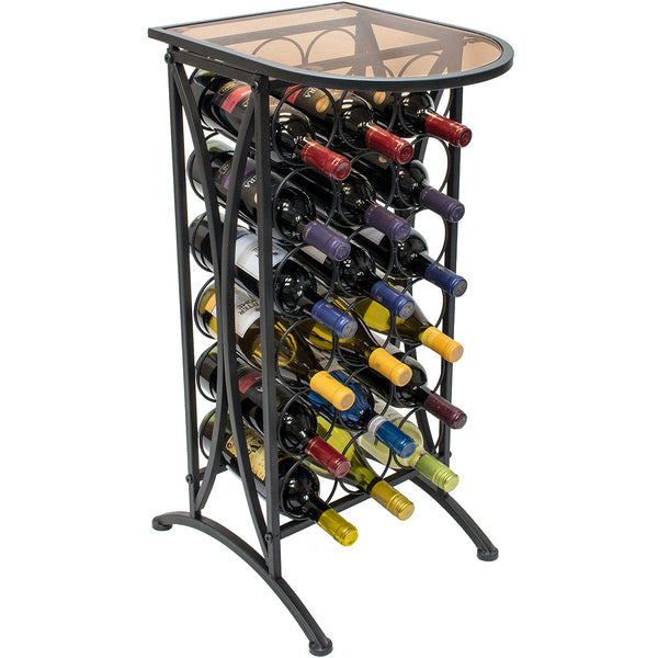 sorbus 18 Bottle Wine Stand (Glass Top)