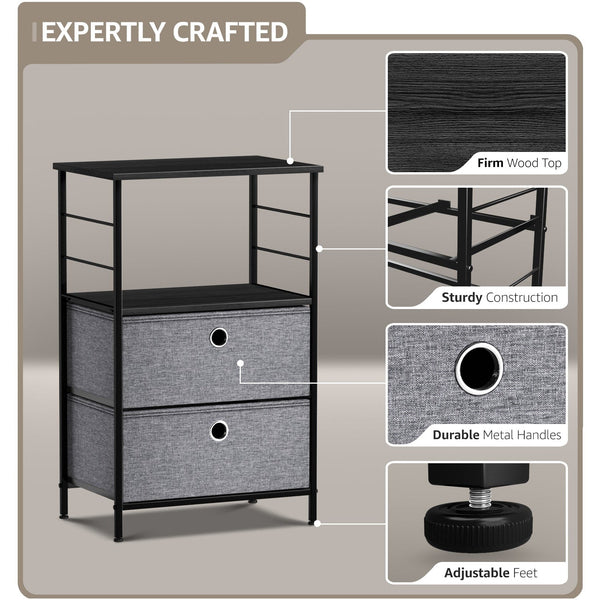 Sorbus 2 Drawer Tall Nightstand Table