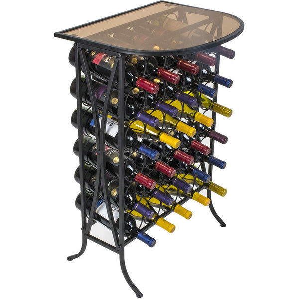 Sorbus 30 Bottle Wine Stand (Glass Top)