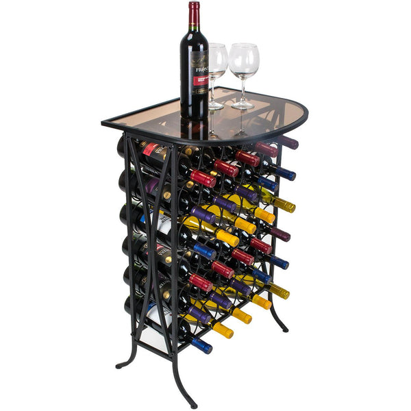 Sorbus 30 Bottle Wine Stand (Glass Top)