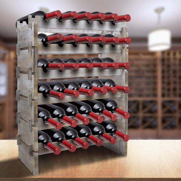 Sorbus 36 Bottle Rustic Wine Rack (6 Tiers)