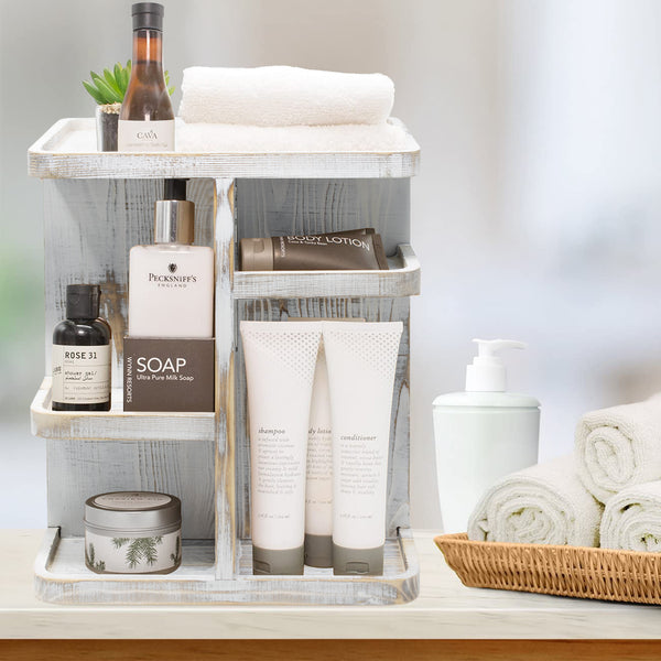 Sorbus 360° Carousel Organizer Rustic Wood