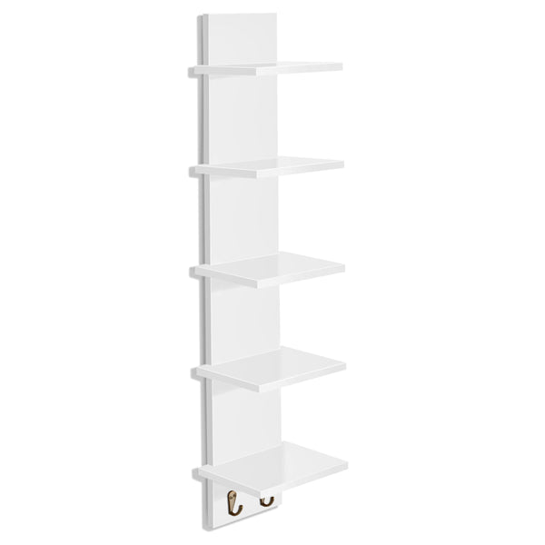 Sorbus 5 Tier Vertical Wall Shelf Unit With Hooks