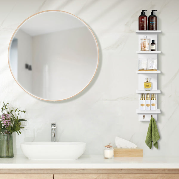 Sorbus 5 Tier Vertical Wall Shelf Unit With Hooks