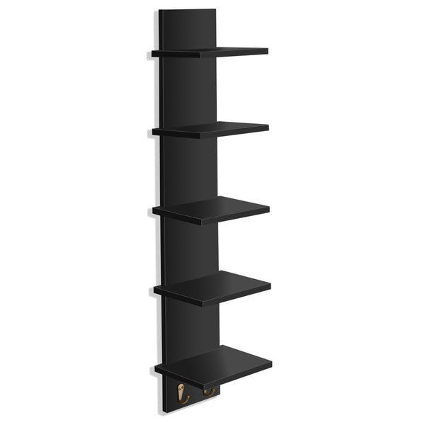 sorbus 5 Tier Vertical Wall Shelf Unit with Hooks
